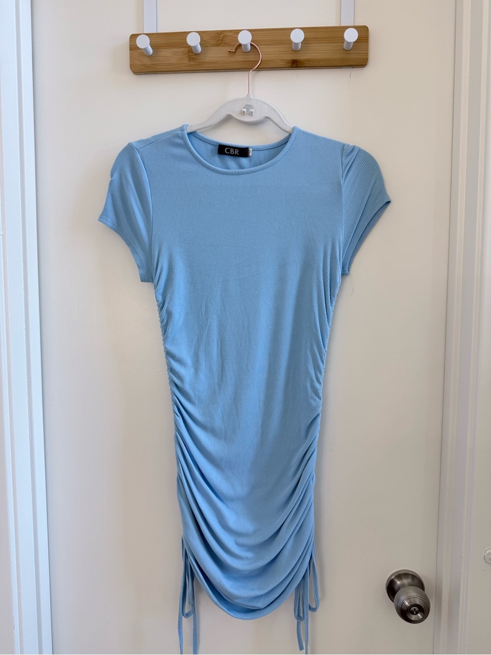 CBR Light Blue Body Ruched Tee Dress